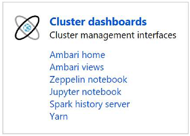 HDInsight Apache Hadoop cluster menu.