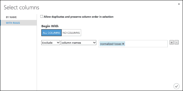 Launch the column selector and exclude the "normalized-losses" column