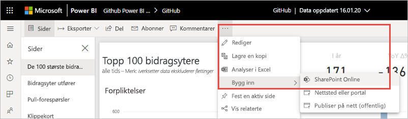 Screenshot showing More options menu with SharePoint Online highlighted.