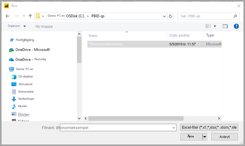 Screenshot shows a file selection dialog with Financial Sample selected.