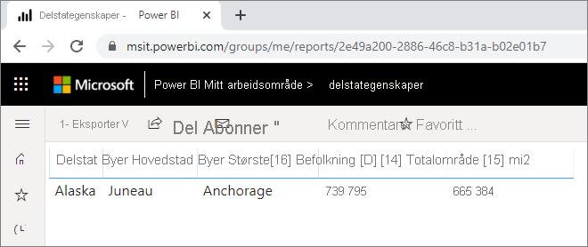 Screenshot showing Power B I Desktop cross-report drillthrough target.