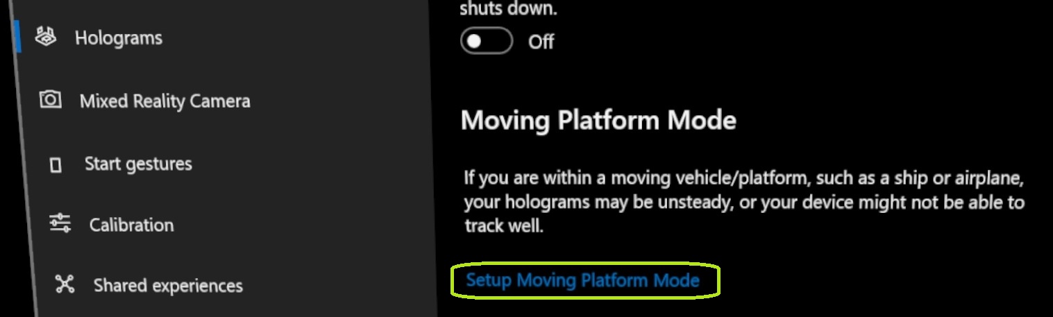 How to reach the Moving Platform Mode page