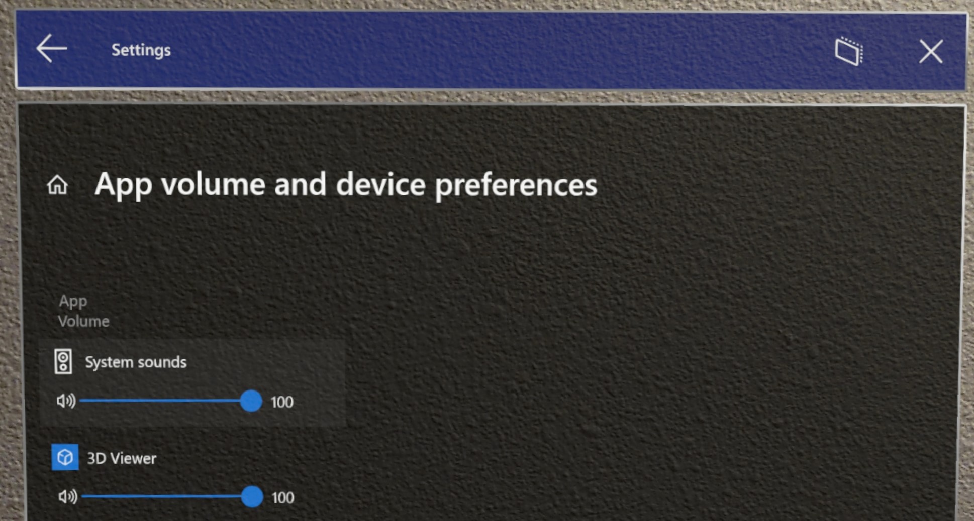 App volume and device preferences.