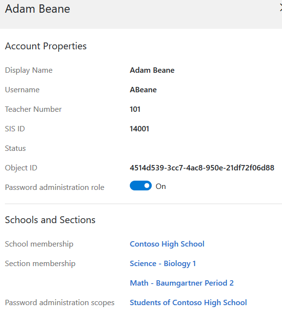 Screenshot showing password administrative role enabled.