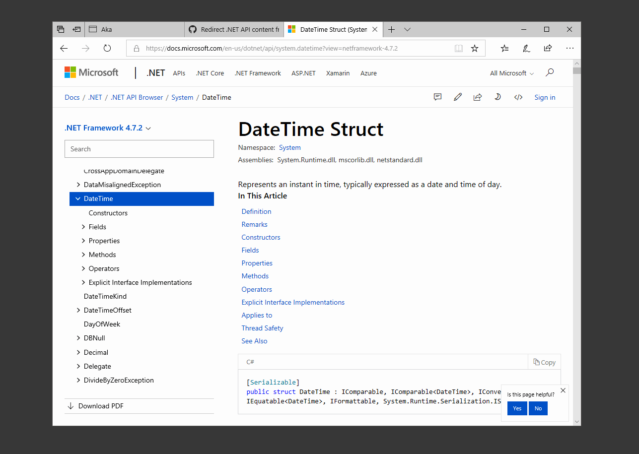 Versiekiezer in .NET-documenten