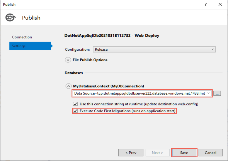 Enable Code First Migrations in Azure app