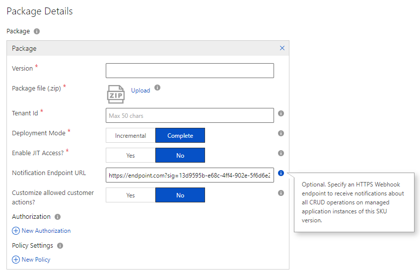 Schermopname van Azure Marketplace meldingen van beheerde toepassingen in de Azure Portal.