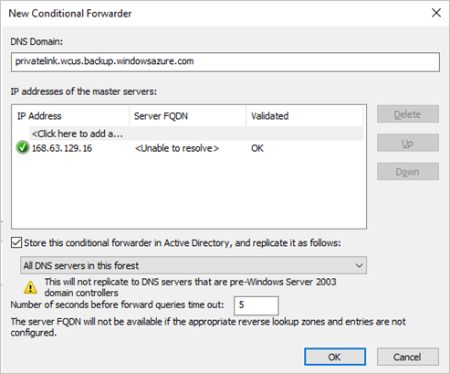 New conditional forwarder