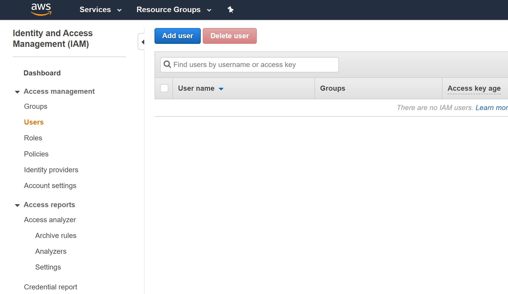 A screenshot of creating a new user in an AWS cloud console.