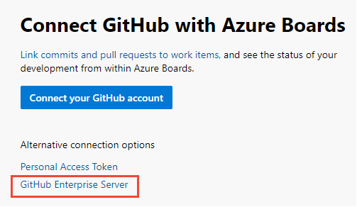 Eerste verbinding, kies GitHub Enterprise Server.