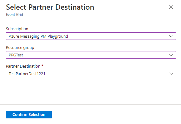 Screenshot showing the Select Partner Destination page.