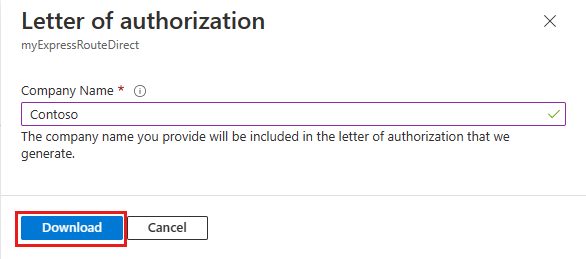 Screenshot of letter of authorization page.
