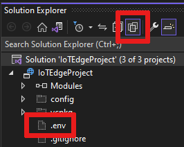 Schermopname van de knop met alle bestanden in Solution Explorer.