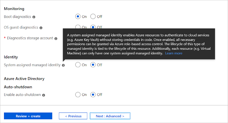 Azure Portal: de identiteitsoptie virtuele-machineschaalset maken