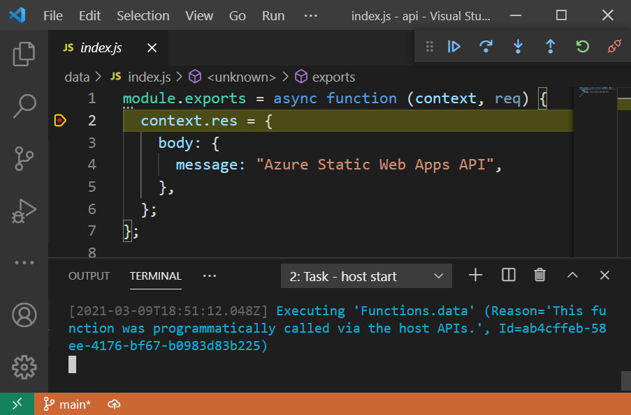 Foutopsporing voor Visual Studio Code-API