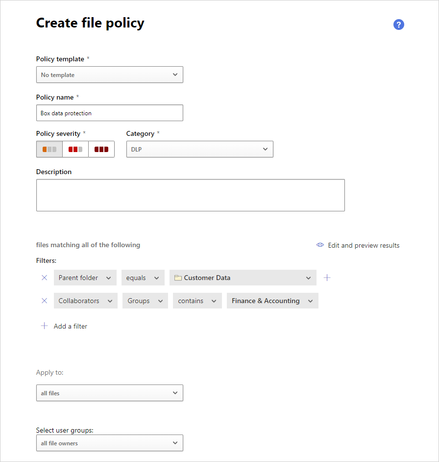 Add sensitivity label to policy - screen 1.