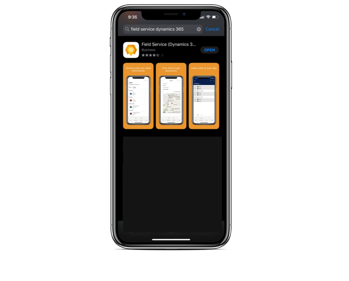 Mobiele Field Service-app op apparaat.