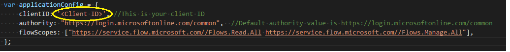 Schermopname van het index dot html-bestand dat de client-id lokaliseert.