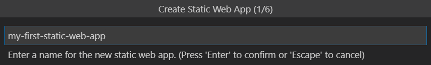 Screenshot showing how to create a Static Web App.