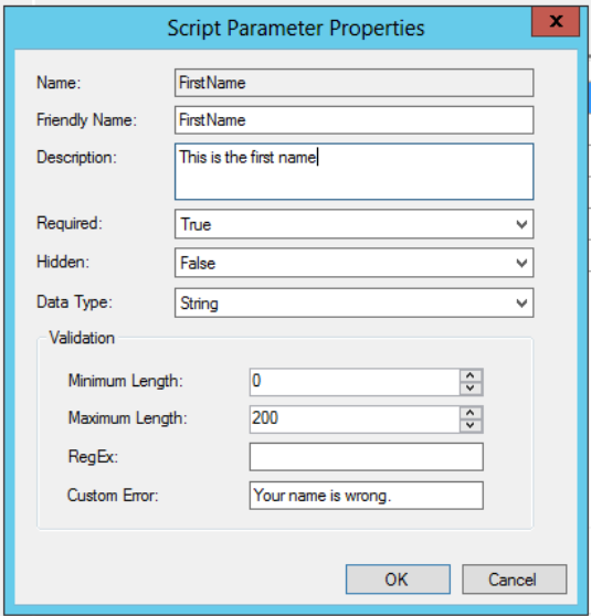 Scriptparameters - tekenreeks