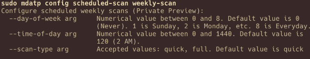 Screenshot of schedule weekly scan.