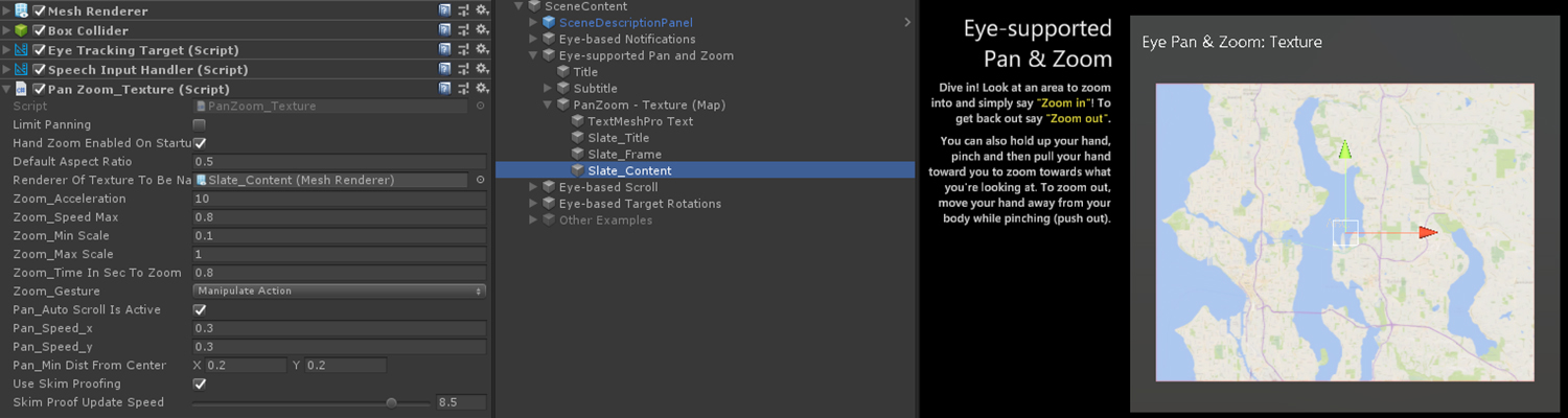 Eye-supported pan and zoom setup in Unity