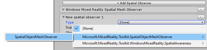 Spatial Object Mesh Observer selecteren