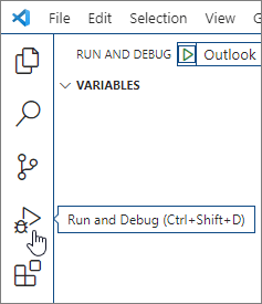 The Run and Debug icon on the Activity Bar.