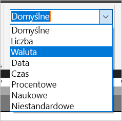 Screenshot of number format options.