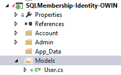 Zrzut ekranu przedstawiający tworzenie folderu Models w projekcie i dodawanie klasy Użytkownik.
