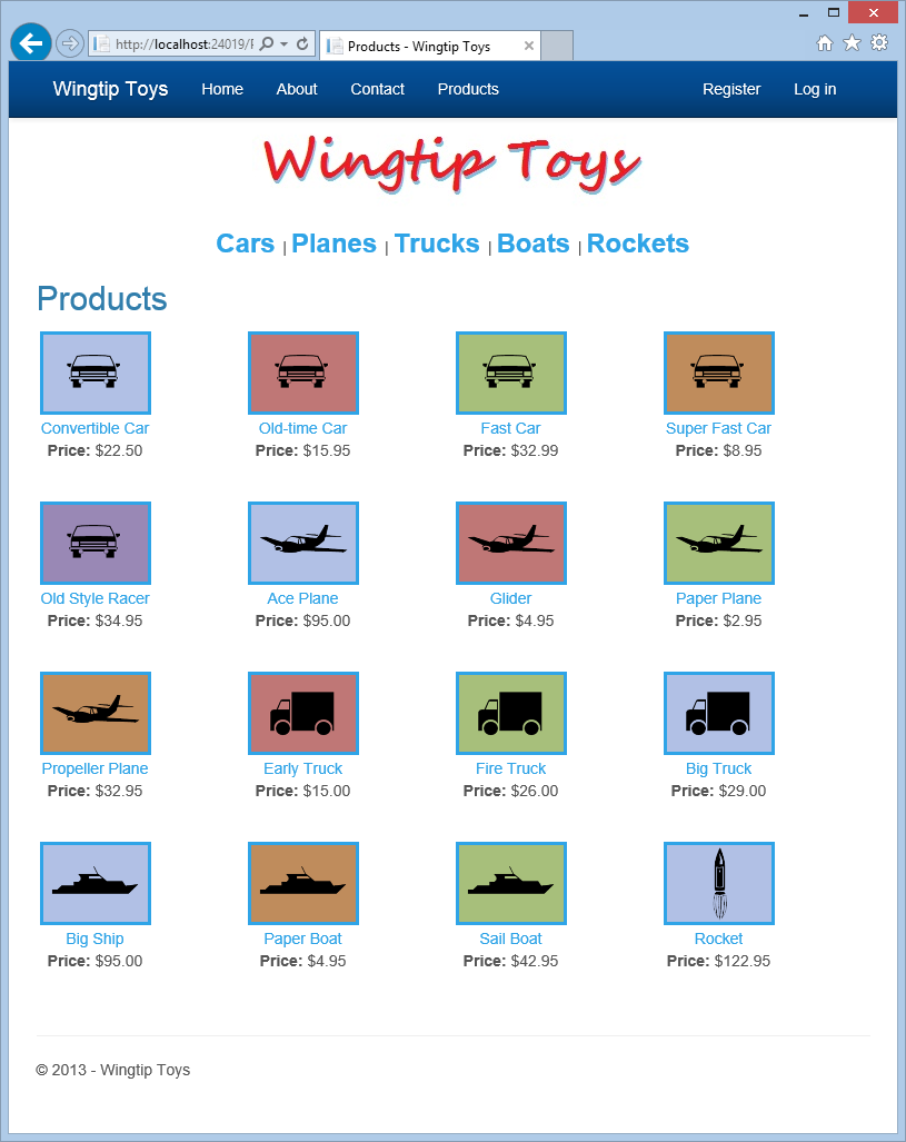 Wingtip Toys — produkty