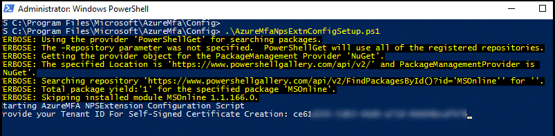 Wprowadzanie identyfikatora dzierżawy w programie PowerShell