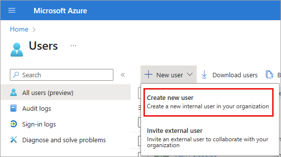 Zrzut ekranu przedstawiający menu tworzenia nowego użytkownika w witrynie Microsoft Entra ID.