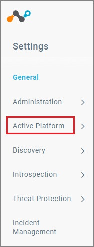 Screenshot shows Active Platform selected from Settings.