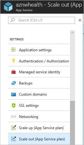 Zrzut ekranu przedstawiający sposób skalowania w poziomie usługi aplikacja systemu Azure Service.