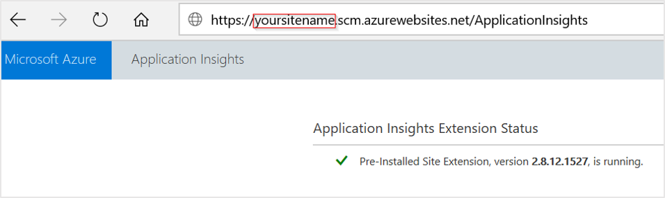 Zrzut ekranu przedstawiający ścieżkę adresu URL w celu sprawdzenia wersji uruchomionego rozszerzenia.