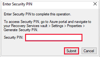 Enter security PIN to delete backup items from the MABS and DPM management console