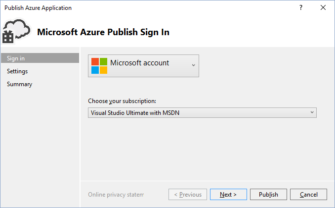 Logowanie na potrzeby publikowania na platformie Microsoft Azure
