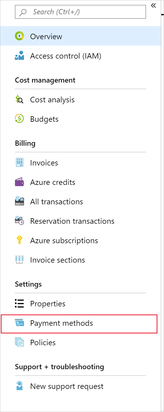 Zrzut ekranu przedstawiający element menu Formy płatności.
