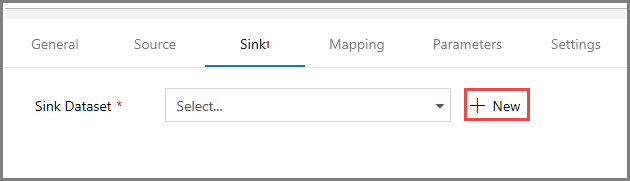 New sink dataset button