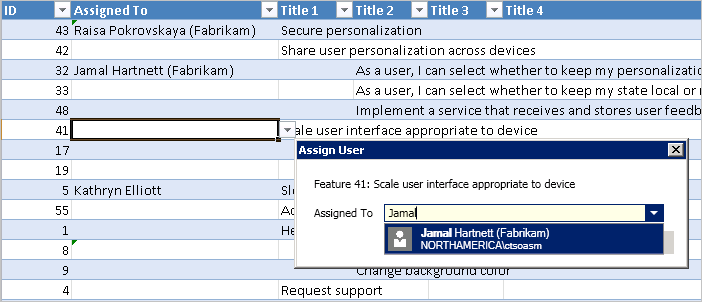 Zrzut ekranu przedstawiający okno dialogowe Przypisywanie użytkownika.