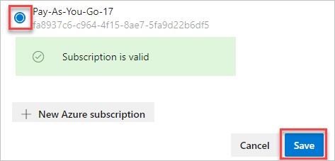 Select your Azure subscription