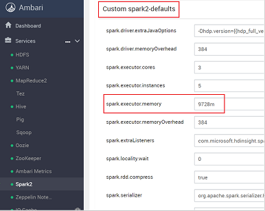 Select custom-spark-defaults.
