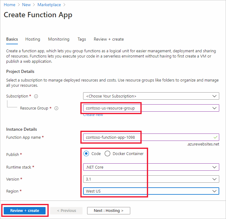Tworzenie aplikacji funkcji platformy Azure do hostowania niestandardowej funkcji alokacji