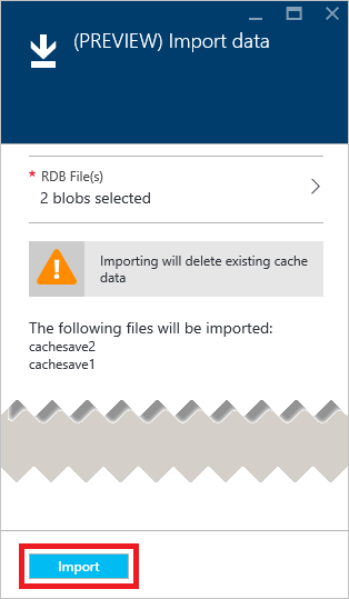 Zrzut ekranu przedstawiający przycisk Importuj, aby wybrać, aby rozpocząć importowanie.