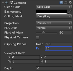 Screenshot of the Unity inspector for a Camera component.