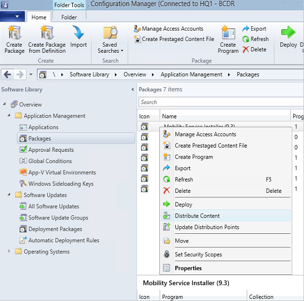 Zrzut ekranu przedstawiający konsolę programu Configuration Manager