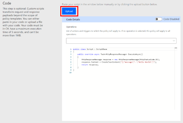 Zrzut ekranu przedstawiający przekazywanie kodu niestandardowego.