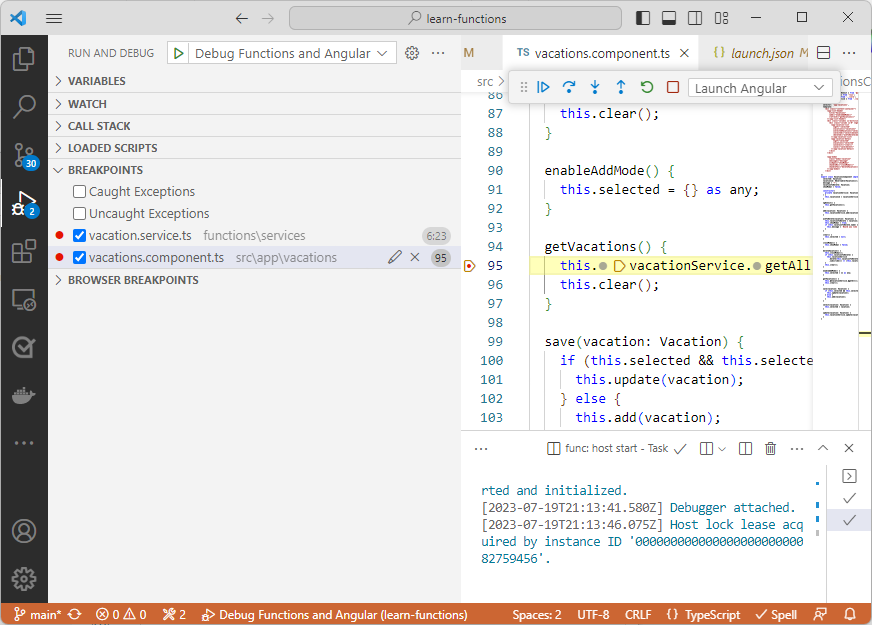 Screenshot of Visual Studio Code paused during debugging.