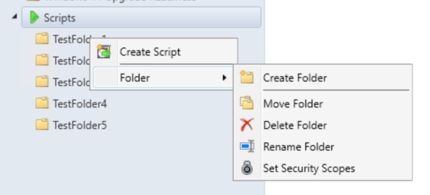 Zrzut ekranu przedstawiający strukturę folderów skryptów w konsoli programu .